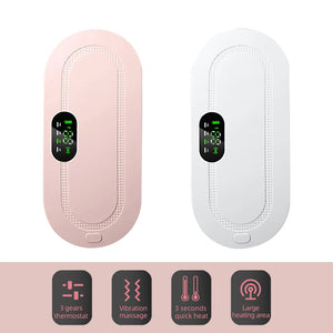 Menstrual Heating Pad, Heating Had for Period Cramps, Period Pain Relief Device with 3 Heat Levels and 4 Vibration Abdominal Massager Modes for Women and Girl